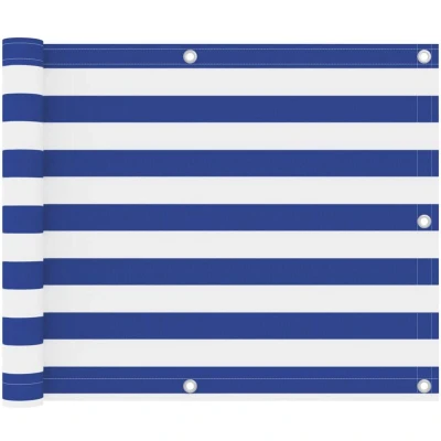 Image of vidaXL Balcony Screen White and Blue 75x600 cm Oxford Fabric
