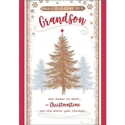 Image of Piccadilly Greetings Classic Christmas Card Grandson 9 x 6 inches