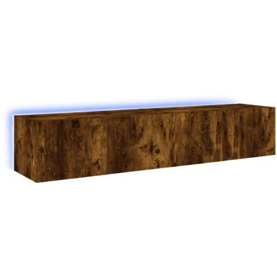 Image of vidaXL TV Wall Cabinets with LED Lights 2 pcs Smoked Oak 80x35x31 cm