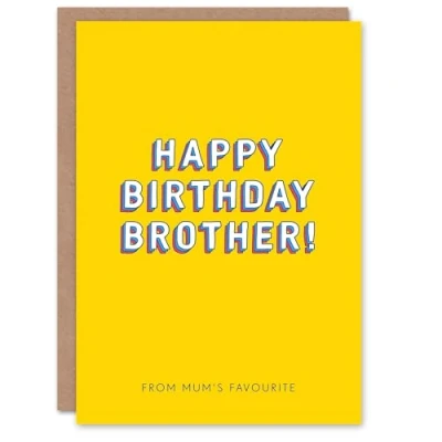 Image of Artery8 Birthday Card From Mum&#039;s Favourite For Brother Greeting Fun Funny Humour Joke