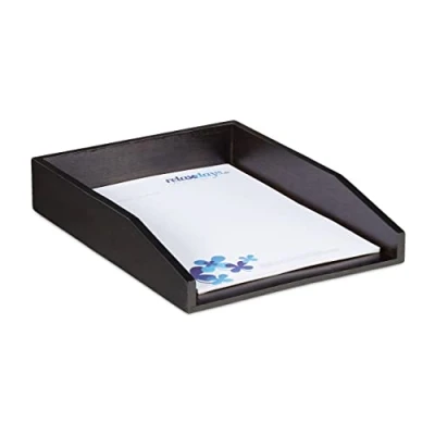 Image of Relaxdays Document Filing Tray, Stackable, DIN A4 Letter Rack, Office, Desk, Bamboo, Brown, 6x25x33 cm