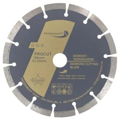 Image of PRODIAMANT diamond cutting disc universal 180mm 7inch x 22.2 mm concrete, stone, brick 7 inch 10mm segment