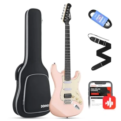 Image of Donner 39 Inch Electric Guitar, Designer Series DST 200 Stylish Solid Body Guitar for Beginner Intermediate &amp; Pro Players, Single Coil Split System, Bonus Bag, Cable, Strap