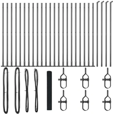 Image of vidaXL Welded Wire Fence with 13 Flanged Posts Grey 1.2x50 m Steel