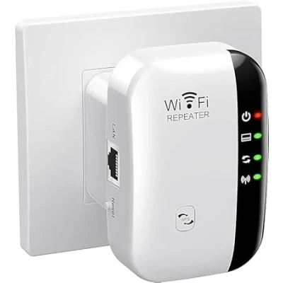 Image of 2025 Newest WiFi Booster, Extender, Repeater, Covers Up to 3650 Sq.ft and 45 Devices, Internet Booster with Ethernet Port, Quick Setup, Home Wireless Signal White