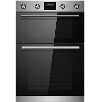 Image of Cookology CDO900SS 90cm Combined 106 Litre Capacity Large Built in Electric True Fan Double Oven with Easy Programmable Timer and Digital Clock Silver &amp; Black