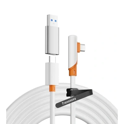 Image of TRANSNOVO 5M Link Cable Compatible with Oculus/Meta Quest 3/3S/2/Pro/Pico 4, VR Accessories for PC/Steam Games, Upgraded Type C USB 3.0 Adapter, High Speed PC Data Transfer