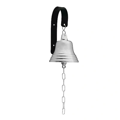 Image of Assorted Collections Bar Accessories for Home Pub Hand Bell Wall Mounted Nautical Decorations Unique Silver Chain with Crisp Loud Sounds Ideal Christmas, Reception, Pubs