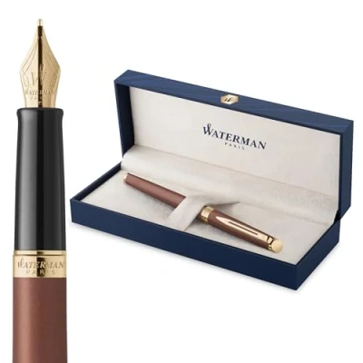 Image of Waterman Hémisphère Fountain Pen Copper Red (The Understated Edit Collection) Medium Nib with Blue Ink Gift Box