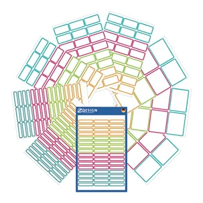 Image of AVERY Zweckform Set of 249 Children&#039;s Name Stickers (Colourful Adhesive Labels for School, Boxes, Books, as Pen etc. Various Formats, Durable, Self Writing) Item 59983