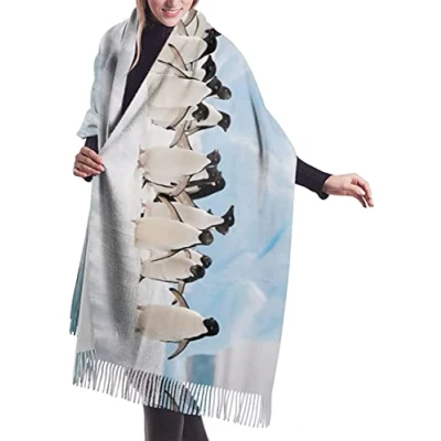Image of 408 Women Scarves Penguins Shawl Blanket Thick Scarf Winter Wraps For Christmas Birthday 72X197Cm