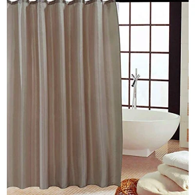 Image of KAV Polyester fabric Shower Mould and Mildew Resistant Curtain 180 x 220 cm (71 88 Inch) Latte + Matching Hooks