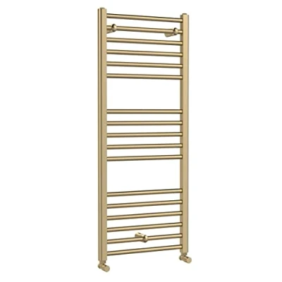 Image of Lorica Straight Heated Ladder Towel Rail 1200mm h x 500mm w Brushed Brass Nuie