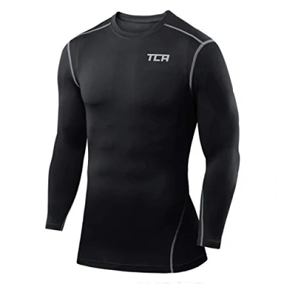 Image of TCA Boys Pro Performance Compression Shirt Long Sleeve Top Tops for Base Layers Black, 12 14 Years