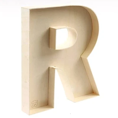Image of Wooden Letters Unfinished fillable Letter R Hollow