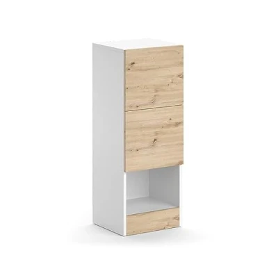 Image of Vicco Midi cabinet Alf, White/Oak, 35 x 92 cm with 2 drawers