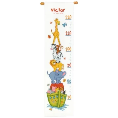 Image of Vervaco Height Chart Noah&#039;s Ark Counted Cross Stitch Kit, Multi Colour