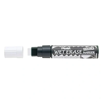 Image of Pentel Wet Erase Chalk Markers, Jumbo Chisel tip, White ink, 1 pack of 12 markers