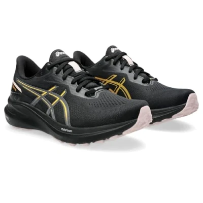 Image of Asics GT1000 13 GTX Stability running shoes, Women&#039;s, Size: 7.5, Black/stadium orange Textile/synthetics