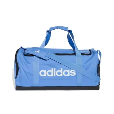Image of adidas Unisex Essentials Linear Duffel Bag, Blue Fusion/Black/White, M