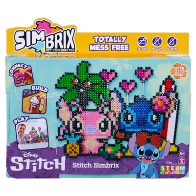 Image of Simbrix Connect &amp; Wow 08325 Lilo Stitch Feature Pack Disney 2250+ brix Create 2D and 3D Pixel Arts Crafts STEM Toys for Boys Girls Ages 5 up, Multicolour