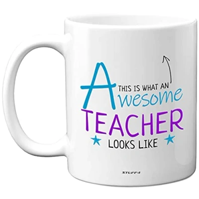 Image of Stuff4 This is What an Awesome Teacher Looks Like Mug, 11oz Ceramic Dishwasher Safe Premium Mugs, Presents for Teachers Thank You, Cup, Mugs