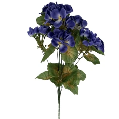 Image of Pack of 3 Triple Flowered Faux Geraniums (Purple). Artificial Outdoor Plants and Flowers (Each Stem: L49 x W26cm). Weather Resistant for or Indoor Fully Guaranteed