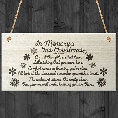 Image of Red Ocean In Memory This Christmas Tree Decoration Xmas Memorial Quote Love Poem Wooden Hanging Plaque Gift Sign