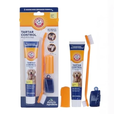 Image of Arm &amp; Hammer Tartar Control Dental Kit for Dogs, Banana Mint White