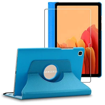 Image of ebestStar for Samsung Galaxy Tab A7 10.4 Case T505 (2022, 2020), Cover 360 Rotating Protection, PU Leather, Blue + Glass Screen Protector