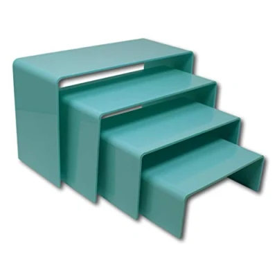 Image of EPOSGEAR Sweet Pastel Nesting Plinths Transparent Coloured Acrylic Plastic Retail Riser Tiered Counter Display Stands Perfect for Shops, Stalls, Models etc (Spearmint Green, Large Single)
