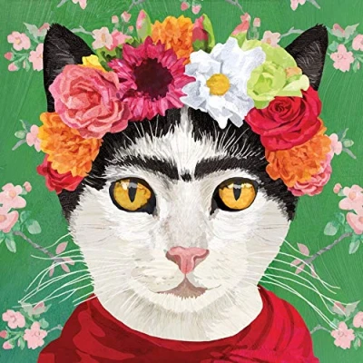 Image of 20 Napkins Cat with Flower Chain Abstract Animals Table Decoration 33 x cm