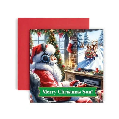 Image of Huxters Christmas Cards for Son Teenage Boys Santa Gamer Gaming Happy card him Grandson or Nephew (Son)