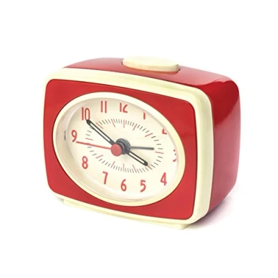 Image of Kikkerland Alarm Clock, red, 9.8 x 6.1 8.3 cm