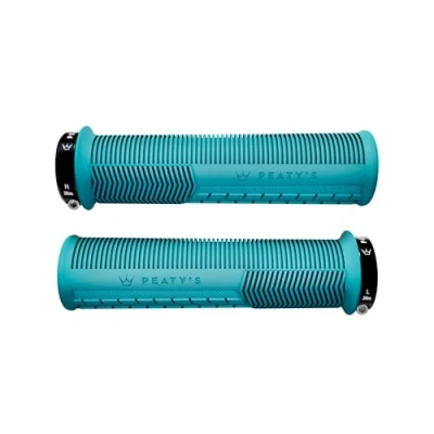 Image of Peaty&#039;s Monarch Grips Blue/Mushroom/Thin Trail Comfort, Durable, Ergonomic Finger Bars, Support Thumb Pad, All Day Riding, Weather &amp; Terrain, MTB Enduro Downhill Ebike Mountain Bike