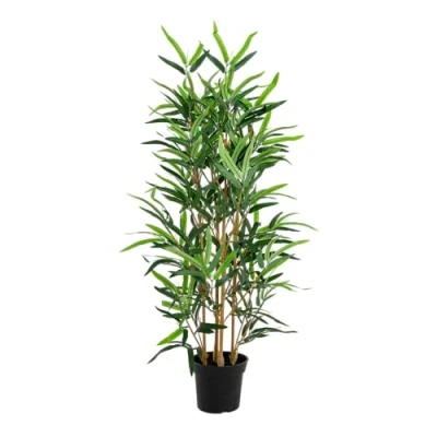 Image of Blooming Artificial Fake Bamboo Plant in Plastic Pot 95cm / 3ft Indoor Tree (1, 3ft)