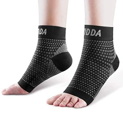 Image of AVIDDA Plantar Fasciitis Socks 1 PAIR, Compression Foot Sleeves for Sport Arthritis Pain Relief, Ankle Support Brace Men and Women Black M