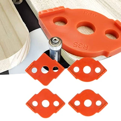 Image of Radius Jig Router Template, Corner Positioner 8 Specifications, ABS CNC Corners R5 R10 R15 R20 R25 R30 R35 R40, Routing Templates for Woodworking (Orange)