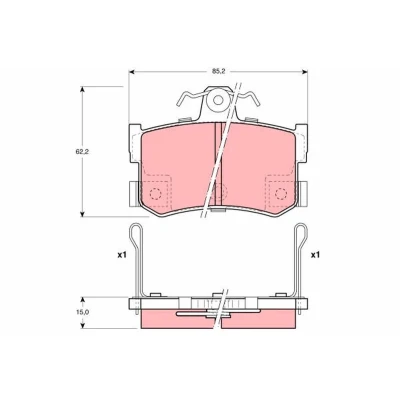 Image of GBP90302AF, GBP90323AF, GBP90324AF Brake pad set TRW GDB1169 with acoustic wear warning MG: MG TF Convertible, MGF ROVER: 800 Hatchback
