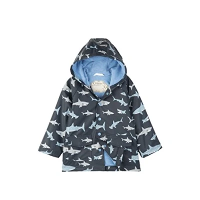 Image of Hatley Boys Printed Rain Jacket, Blue (Shark Frenzy), 6 Years