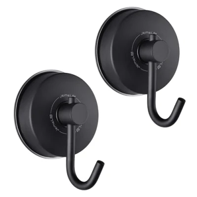 Image of JOMOLA Suction Hooks for Bathroom Black Shower Stainless Steel Towel Hook Cup Tea Holders Kitchen Removable Sucker Glass