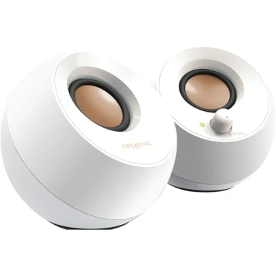 Image of Creative Pebble Modern 2.0 USB powered Compact Speaker Sound System with Clear for Computer, PC, Laptop, Mac White