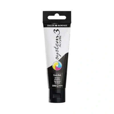 Image of Daler Rowney System3 Acrylic Paint, Plastic Tube, 2oz 59 ml, Process Black