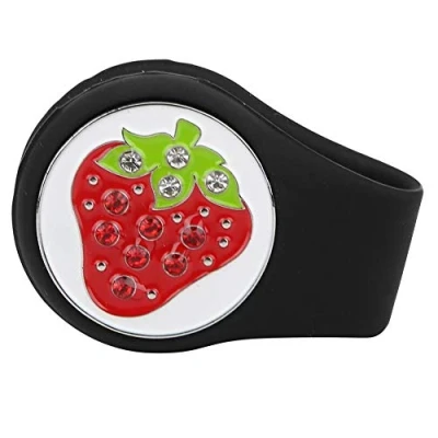 Image of VBESTLIFE Vbest life Golf Hat Clip,Silicone Fruit Pattern Ball Marker with Magnetic Practicing Accessory(Black Strawberry) Leisure Sport