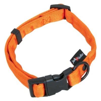 Image of JACK AND VANILLA, Comfort Tube Nylon Dog Collar, Orange, Size 25 mm x 39 65 cm