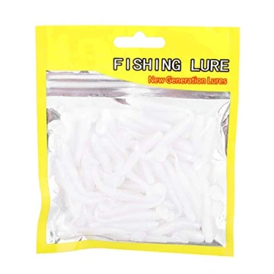 Image of Huairdum Fish Bait, 150PCS 5cm Soft Plastic Fishing Lures T Tail Grub Worm Baits Tackle Accessory for Saltwater Freshwater (#6)