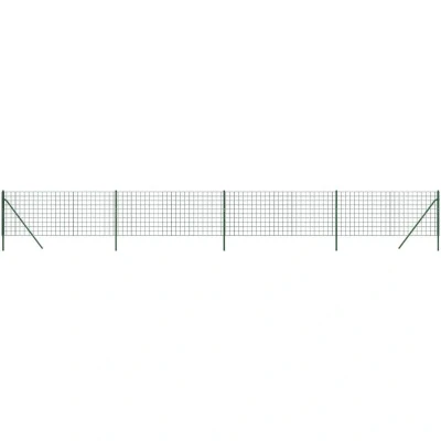 Image of vidaXL Wire Mesh Fence Durable Green Galvanised Steel with PVC Coating Flexible, UV Resistant Ideal for Garden, Outdoor, Property Protection
