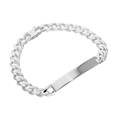 Image of Sterling Silver Thick Heavy 7mm Curb Men&#039;s 8 Inch ID Plate Bracelet