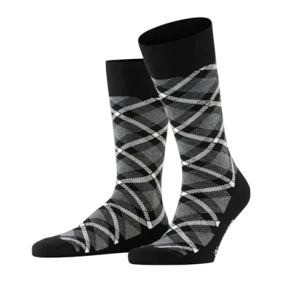 Image of Burlington Men&#039;s Tartan M SO Cotton Patterned 1 Pair Socks, Black (Black 3000), 6.5 11