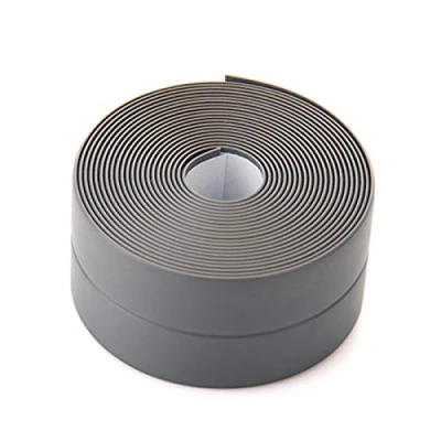 Image of SOONHUA Caulk Strip PVC Flexible Self Adhesive Tape Waterproof Sealing 3.2m*22mm Bumper for Kitchen,Bathroom,Bathtub,Toilet,Wall Floor(grey)